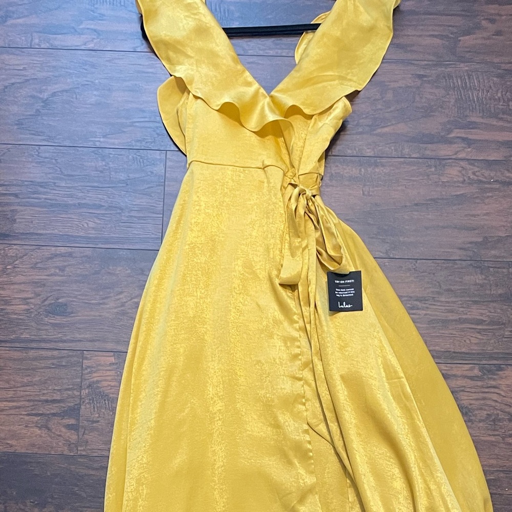 Lulu's Mustard Ruffle Maxi Dress - Picture 7 of 7